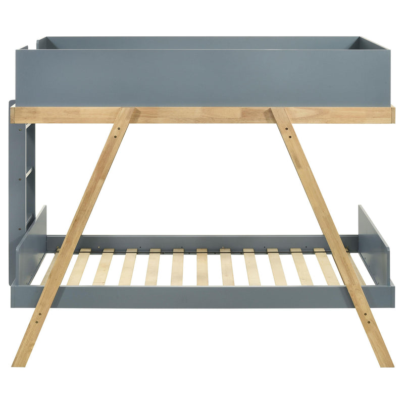 Frankie Wood Twin Over Twin Bunk Bed Blue and Natural - detail 3