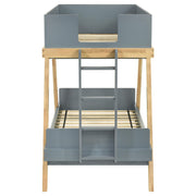 Frankie Wood Twin Over Twin Bunk Bed Blue and Natural - detail 4