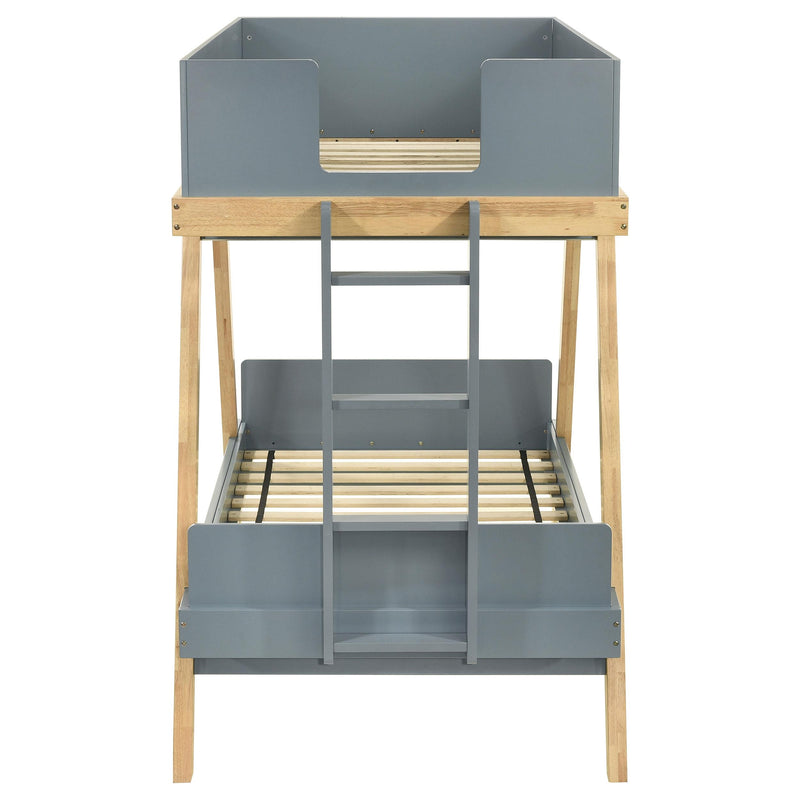 Frankie Wood Twin Over Twin Bunk Bed Blue and Natural - detail 4