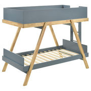 Frankie Wood Twin Over Twin Bunk Bed Blue and Natural - detail 5