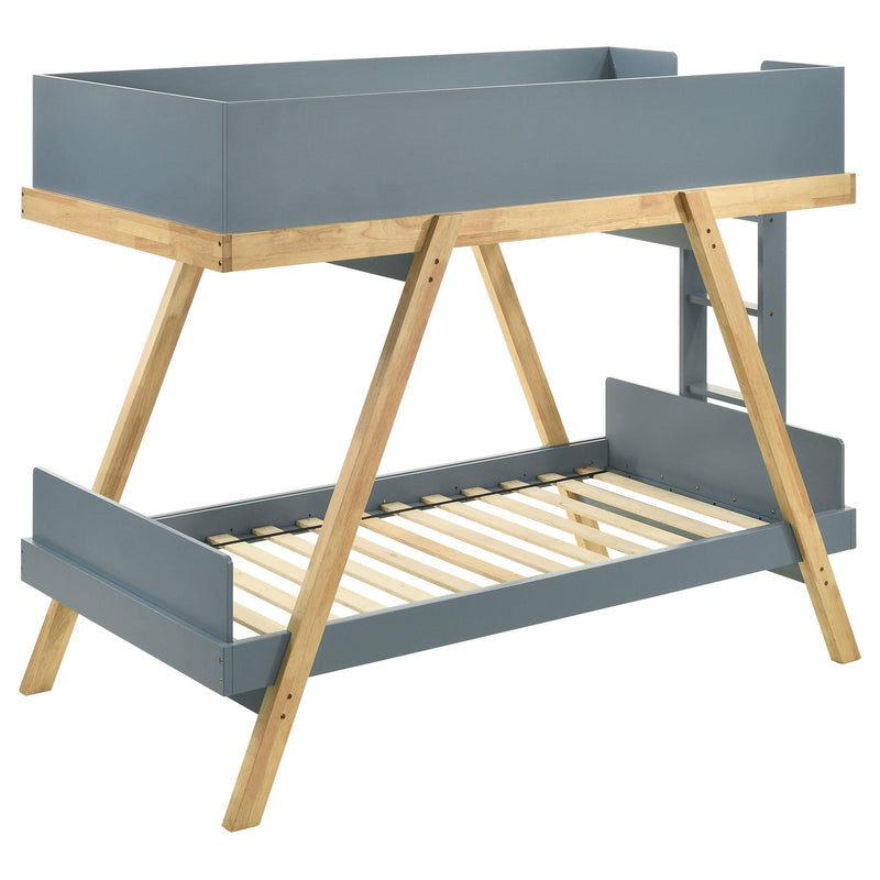 Frankie Wood Twin Over Twin Bunk Bed Blue and Natural - detail 5