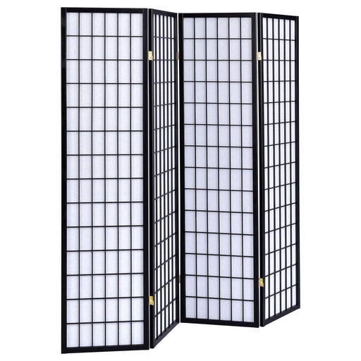 Roberto 4-Panel Room Divider Folding Shoji Screen Black - alternate view