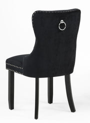 Crownmark Set of 2 Arabella Accent Chairs Black Velvet