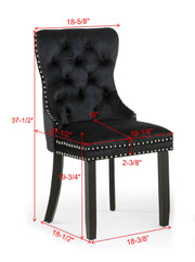 Crownmark Set of 2 Arabella Accent Chairs Black Velvet