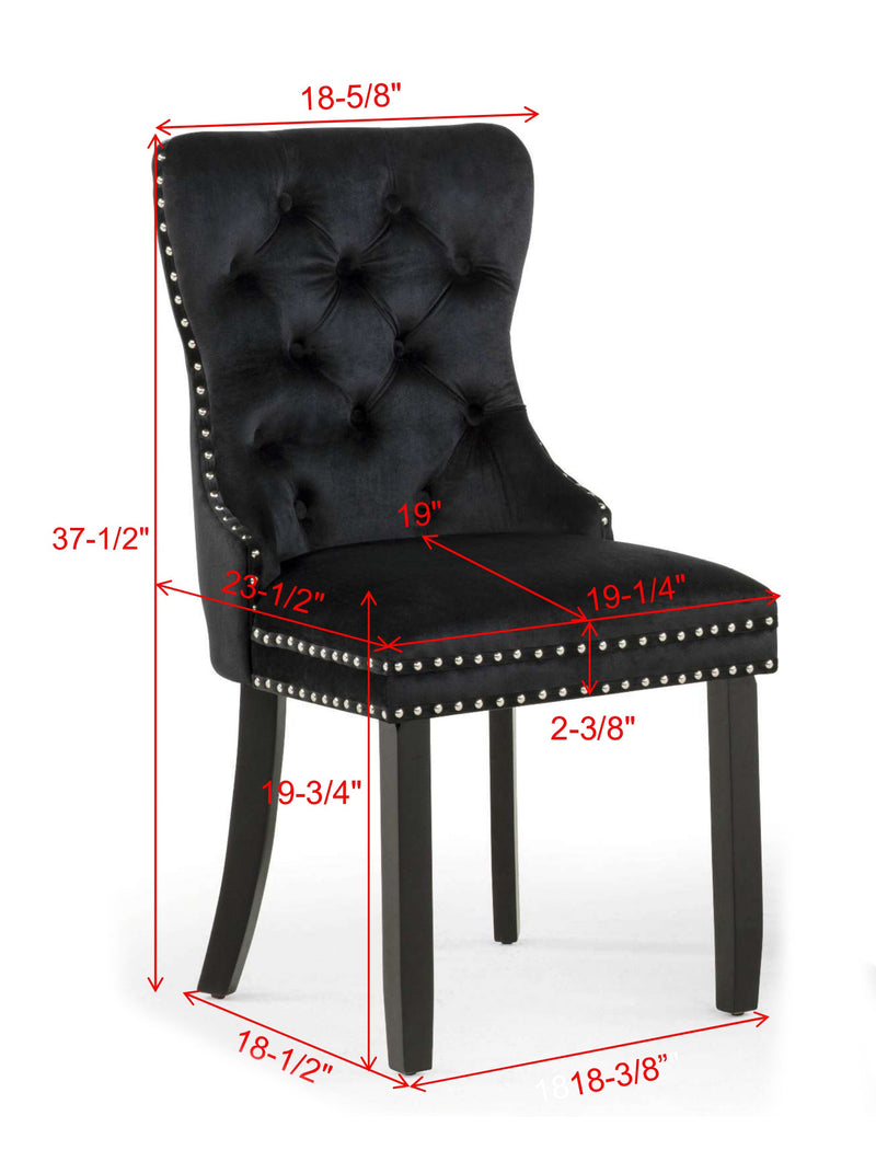 Crownmark Set of 2 Arabella Accent Chairs Black Velvet