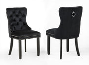 Crownmark Set of 2 Arabella Accent Chairs Black Velvet
