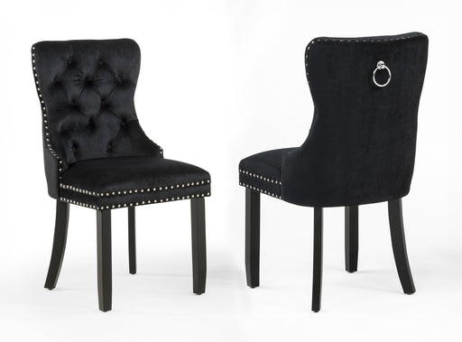 Crownmark Set of 2 Arabella Accent Chairs Black Velvet