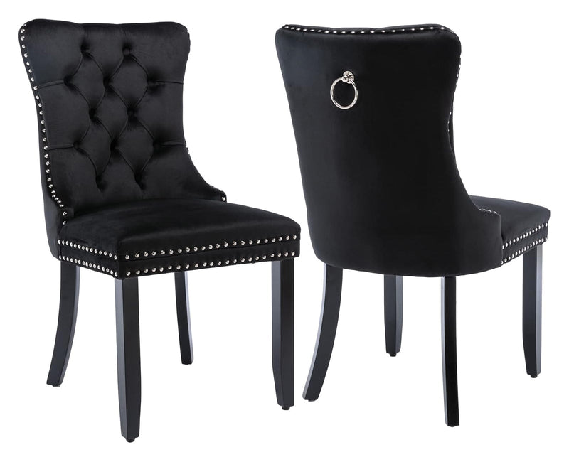 Set of 2 Arabella Accent Chairs Black Velvet