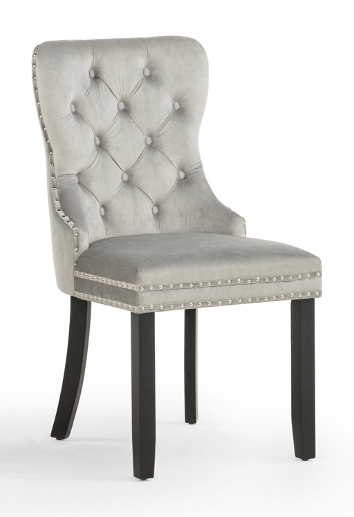 Crownmark Set of 2 Arabella Accent Chairs Light Grey Velvet