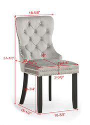 Crownmark Set of 2 Arabella Accent Chairs Light Grey Velvet