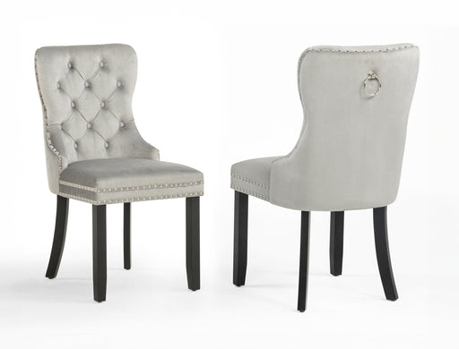 Crownmark Set of 2 Arabella Accent Chairs Light Grey Velvet
