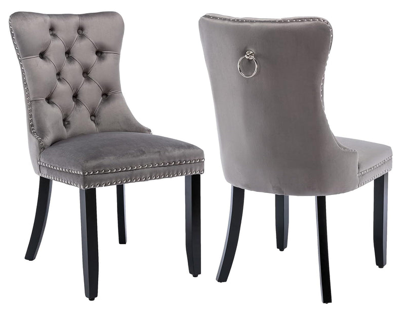 Set of 2 Arabella Accent Chairs Light Grey Velvet