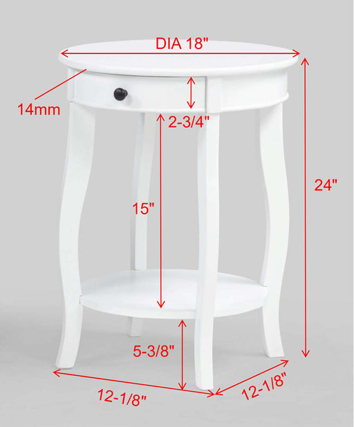 Crownmark Jacie Chairside Table White