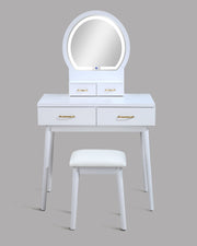 Crownmark Cecilia Vanity Table & Stool - White