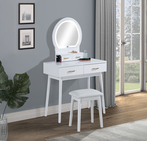 Crownmark Cecilia Vanity Table & Stool - White