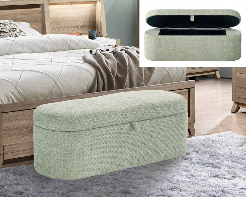 Philipa Storage Bench - Light Green Tweed