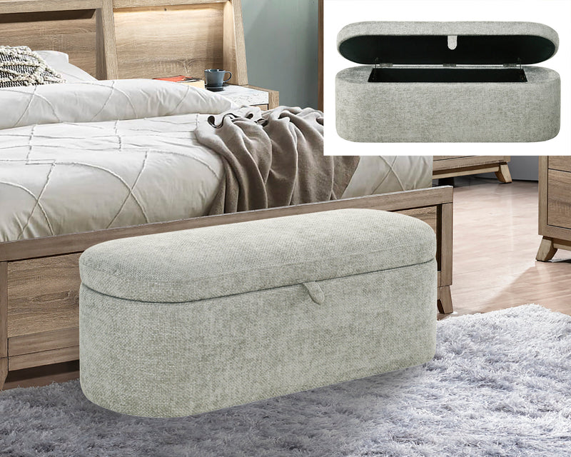 Philipa Storage Bench - Light Grey Tweed