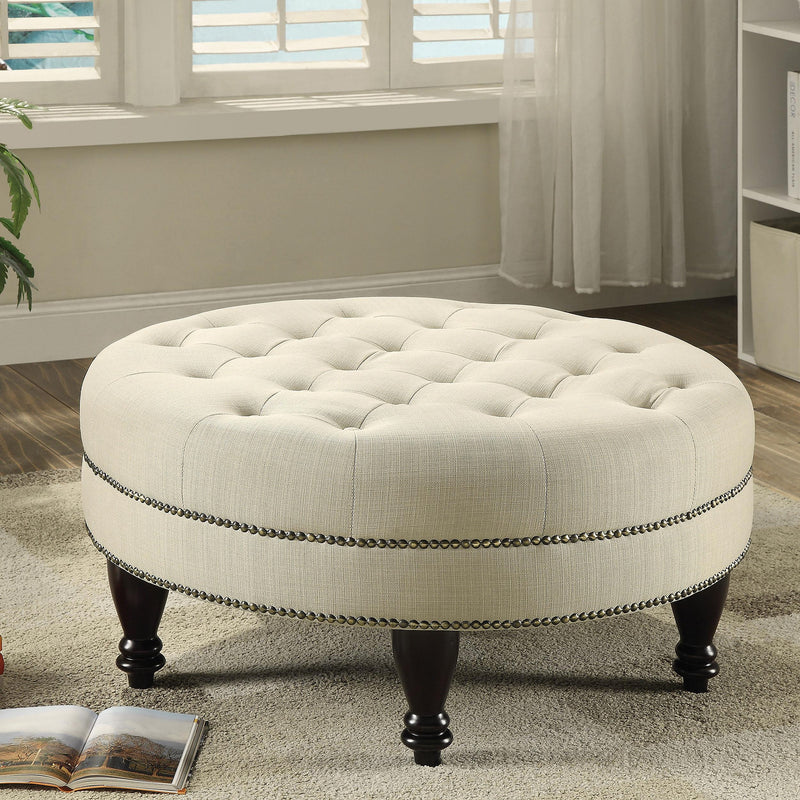 Elchin Round Upholstered Tufted Ottoman