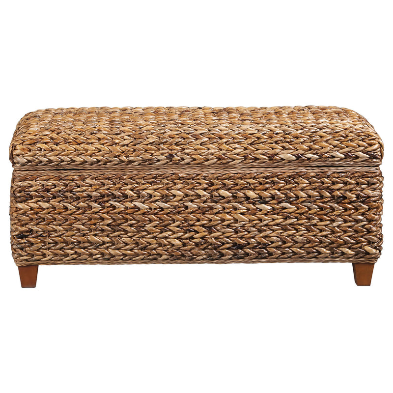 Laughton Hand-Woven Banana Leaf Storage Bench Amber - detail 3
