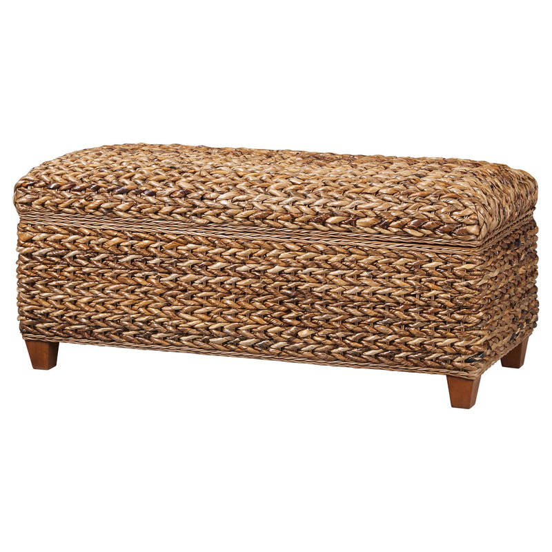 Laughton Hand-Woven Banana Leaf Storage Bench Amber - detail 4