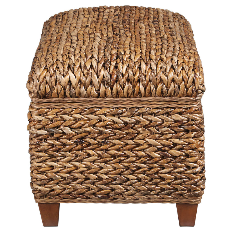Laughton Hand-Woven Banana Leaf Storage Bench Amber - detail 5