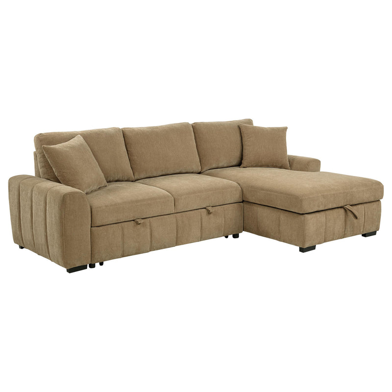 Pastrana Upholstered Sleeper Sectional Sofa RAF Chaise Camel_x000D_