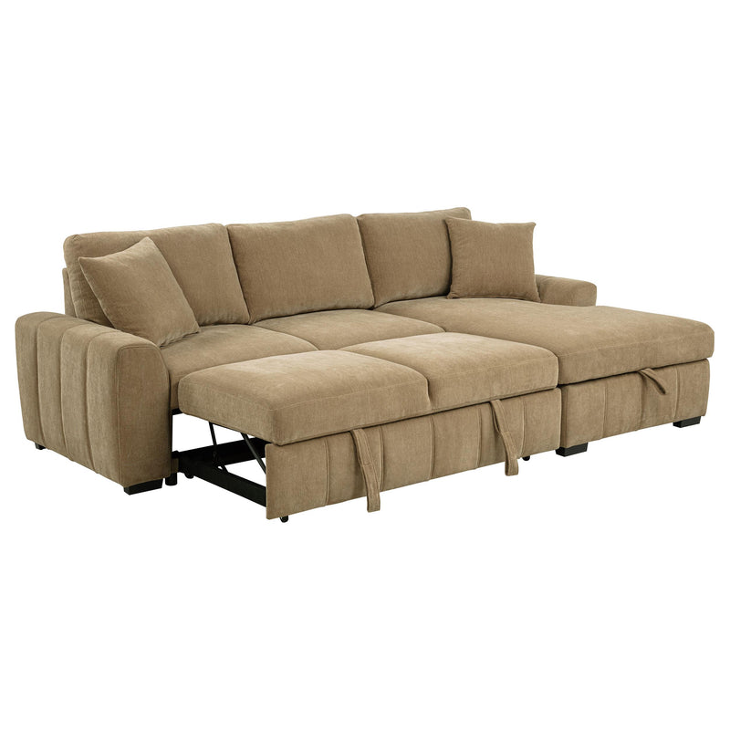 Pastrana Upholstered Sleeper Sectional Sofa RAF Chaise Camel_x000D_