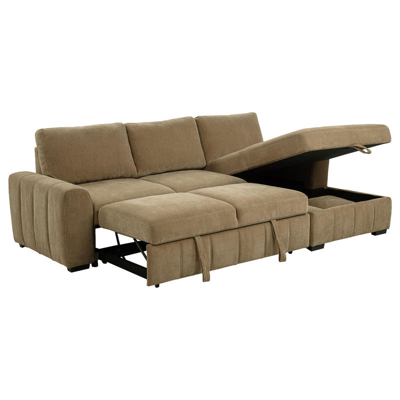 Pastrana Upholstered Sleeper Sectional Sofa RAF Chaise Camel_x000D_