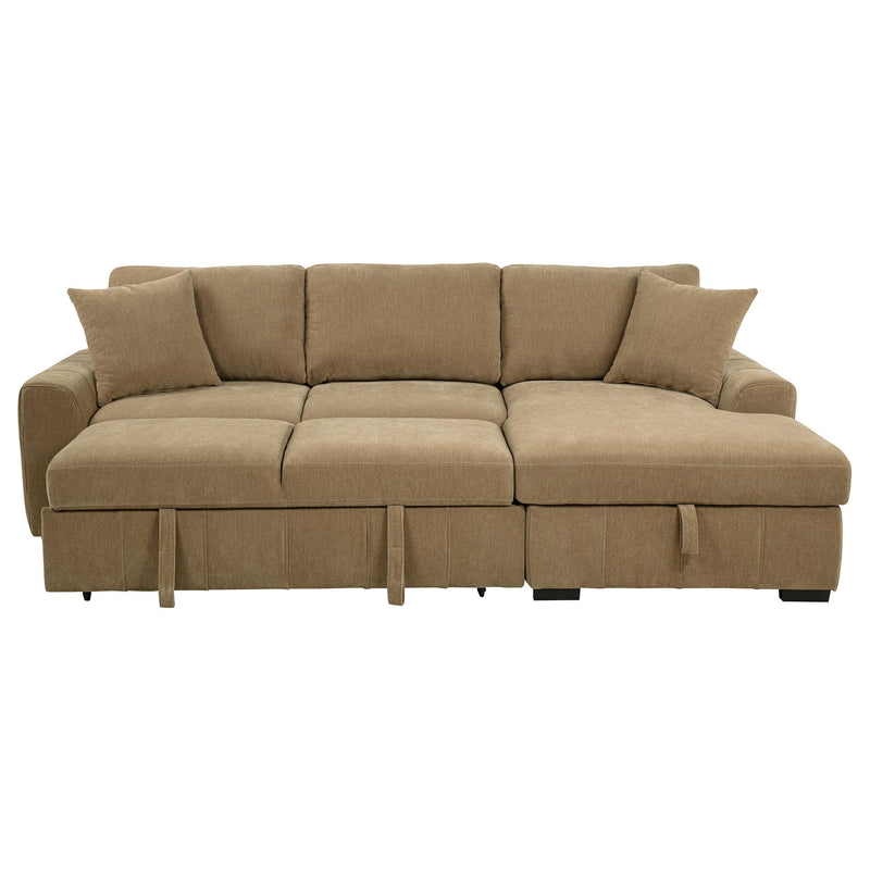 Pastrana Upholstered Sleeper Sectional Sofa RAF Chaise Camel_x000D_