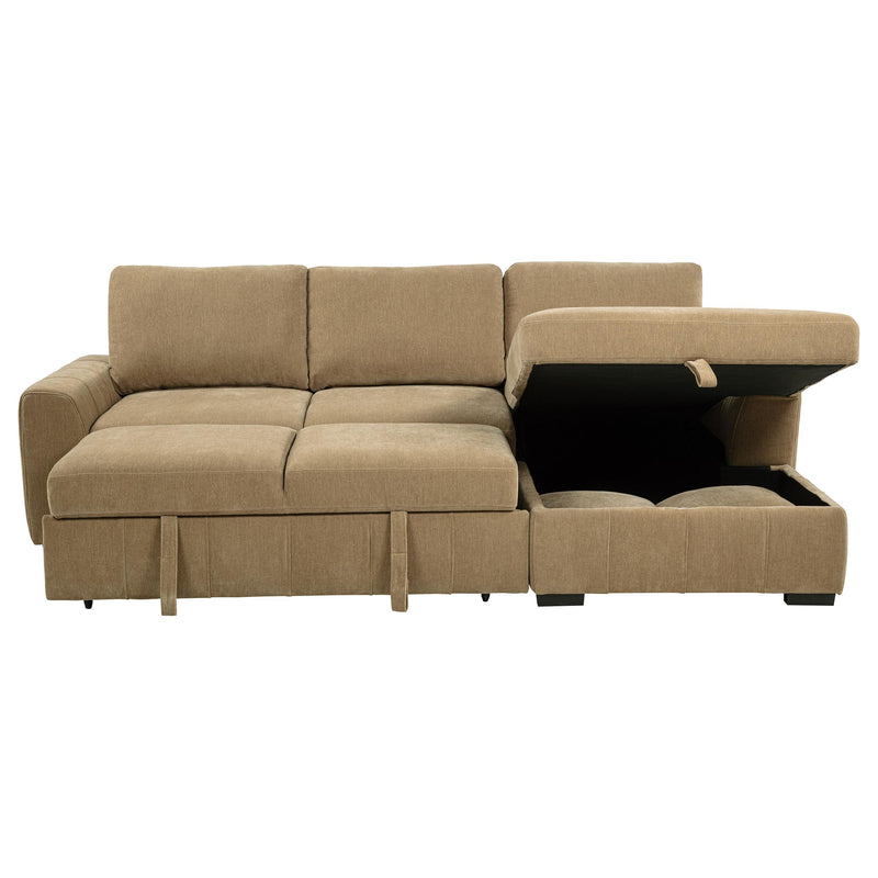Pastrana Upholstered Sleeper Sectional Sofa RAF Chaise Camel_x000D_