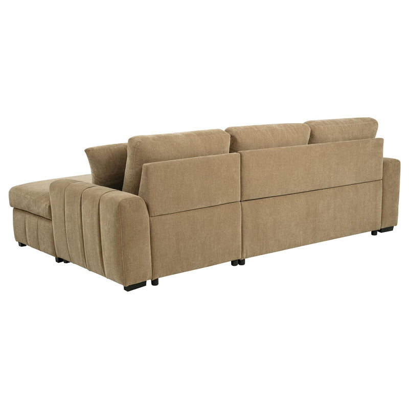 Pastrana Upholstered Sleeper Sectional Sofa RAF Chaise Camel_x000D_