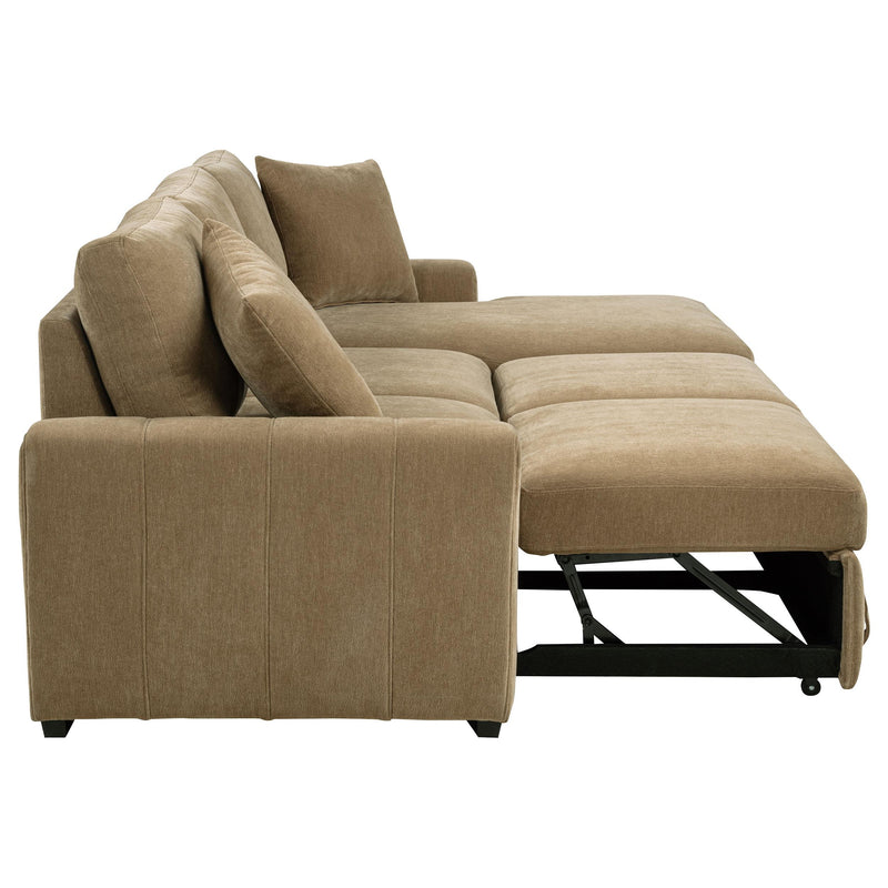 Pastrana Upholstered Sleeper Sectional Sofa RAF Chaise Camel_x000D_