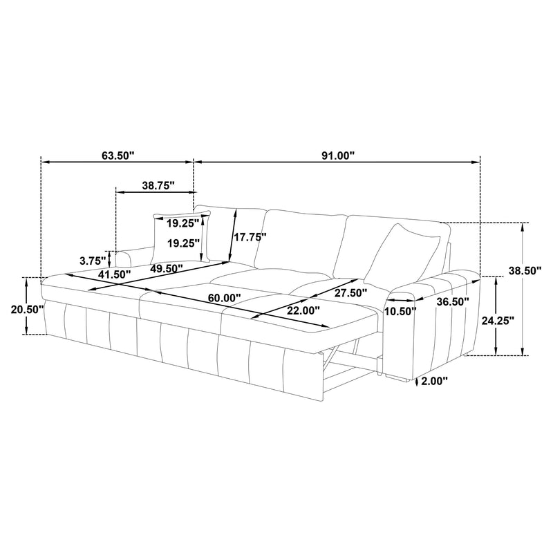 Pastrana Upholstered Sleeper Sectional Sofa LAF Chaise