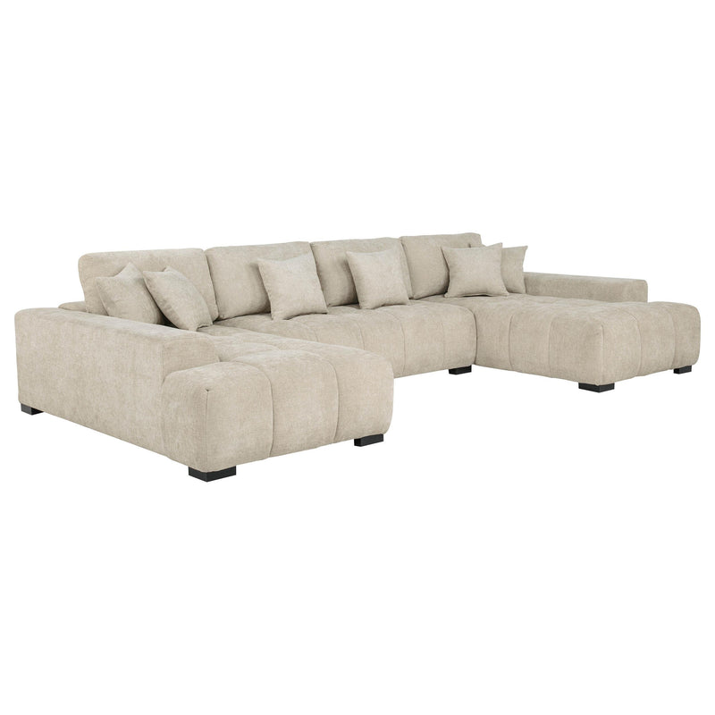 Cannella U-Shaped Double Chaise Upholstered Sectional Sofa Beige - alternate view