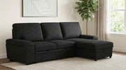 Demko Sleeper Sectional Sofa with Speaker and Storage Chaise Black