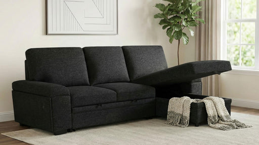 Demko Sleeper Sectional Sofa with Speaker and Storage Chaise Black - alternate view