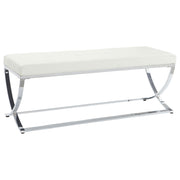 Walton Leatherette Upholstered Tufted Accent Bench White - alternate view
