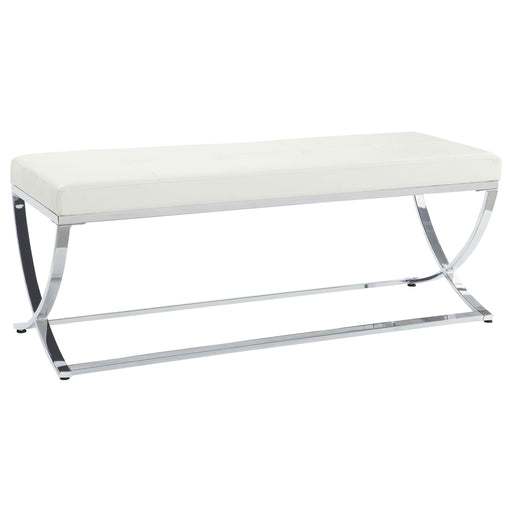 Walton Leatherette Upholstered Tufted Accent Bench White - alternate view