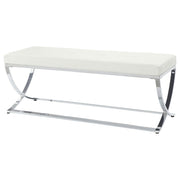 Walton Leatherette Upholstered Tufted Accent Bench White - detail 3
