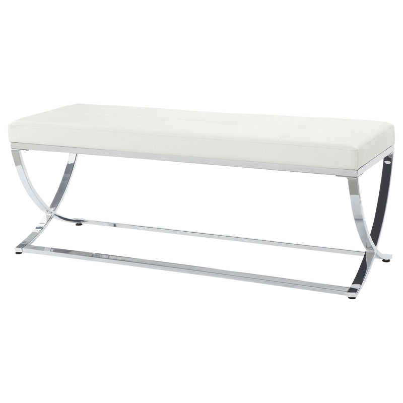 Walton Leatherette Upholstered Tufted Accent Bench White - detail 3
