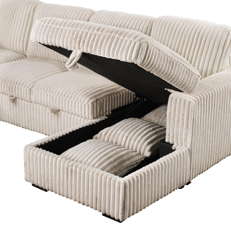 Devonshire Sleeper Sectional Sofa Storage Chaise