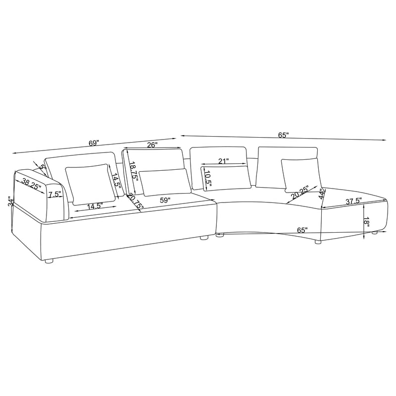 Toscano 134-inch Upholstered Sectional Sofa