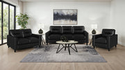 Scotland 3-piece Faux Leather Upholstered Sofa Set Black
