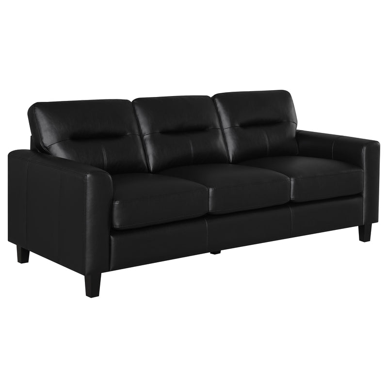 Scotland 3-piece Faux Leather Upholstered Sofa Set Black - detail 3