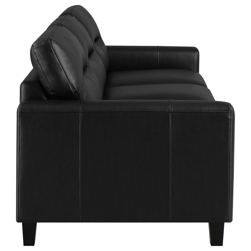 Scotland 3-piece Faux Leather Upholstered Sofa Set Black - detail 6