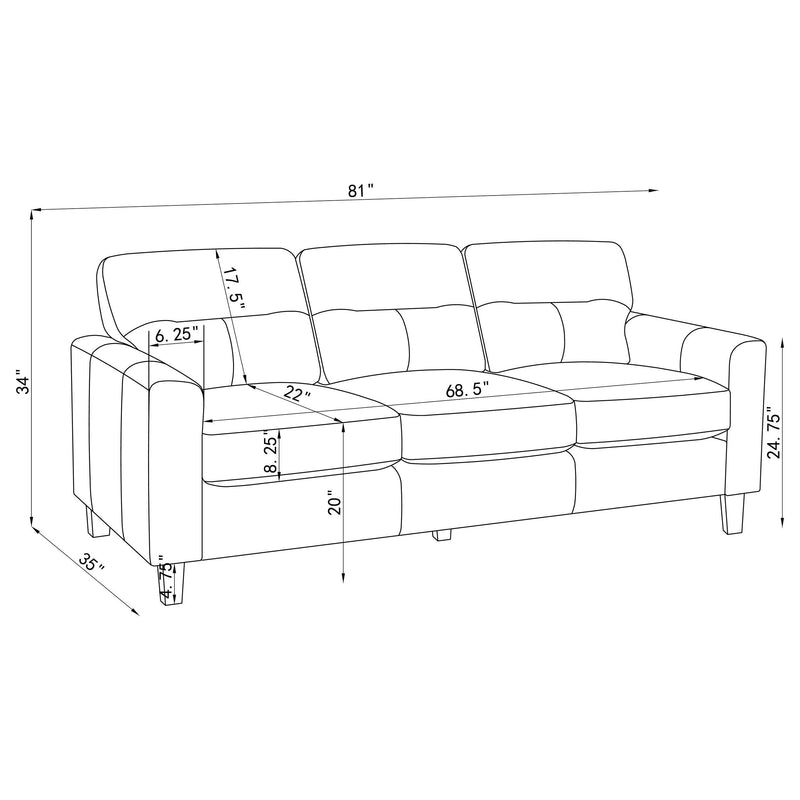 Scotland 3-piece Faux Leather Upholstered Sofa Set
