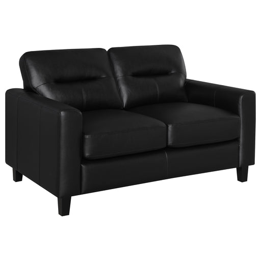 Scotland Faux Leather Upholstered Track Arm Loveseat Black - alternate view
