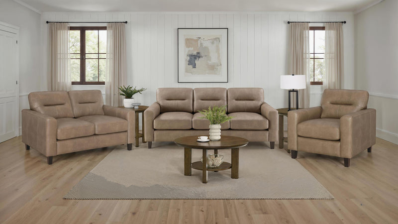 Scotland 3-piece Faux Leather Upholstered Sofa Set