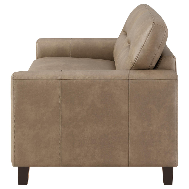 Scotland Faux Leather Upholstered Track Arm Loveseat