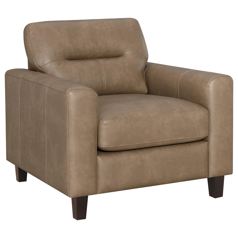 Scotland Faux Leather Upholstered Track Arm Chair